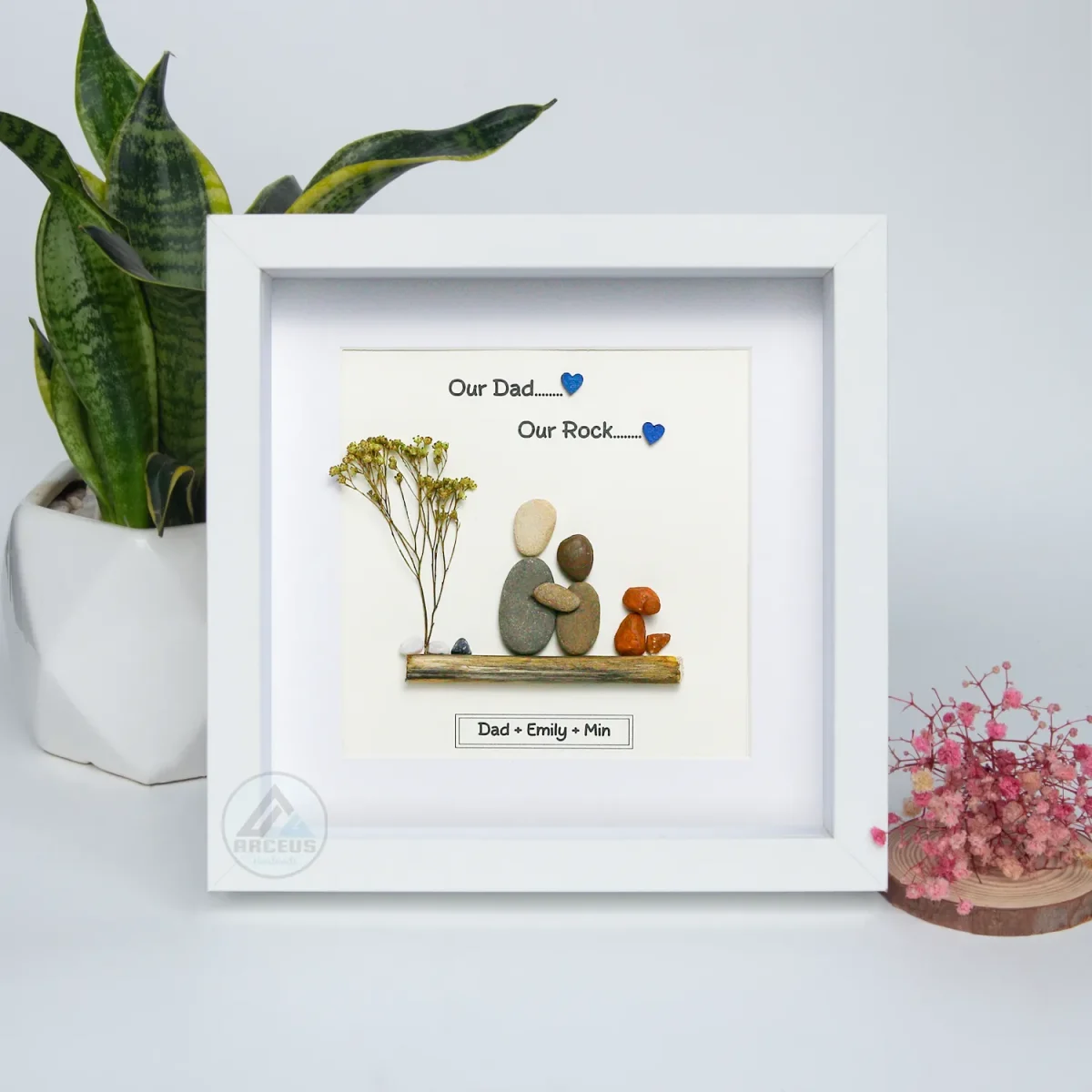Personalized Father's Day Pebble Art, Unique Birthday Gift for Dad, Dad's Birthday Gift, Pebble Art for Dad, Father's Day Pebble Artwork - Image 6
