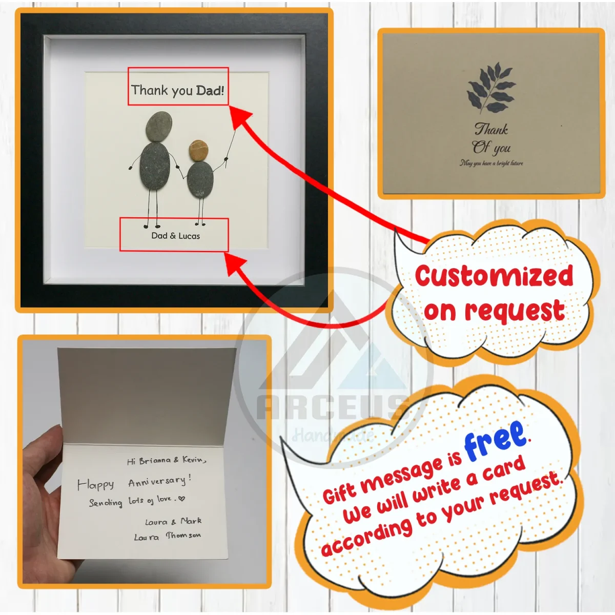 Personalized Father's Day Pebble Art, Unique Birthday Gift for Dad, Dad's Birthday Gift, Pebble Art for Dad, Father's Day Pebble Artwork - Image 3