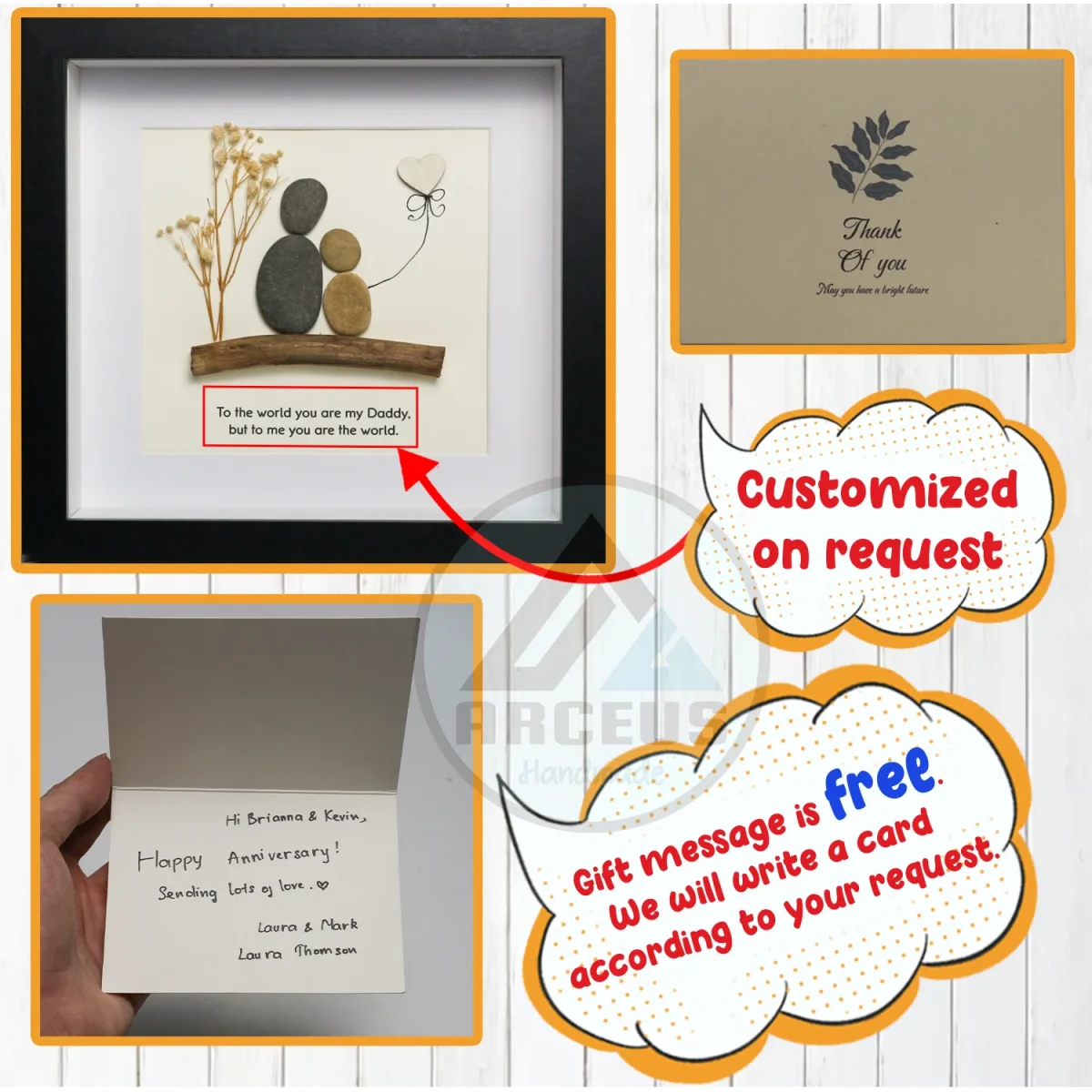 Personalized Father's Day Pebble Art, Unique Birthday Gift for Dad, Dad's Birthday Gift, Pebble Art for Dad, Father's Day Pebble Artwork - Image 3