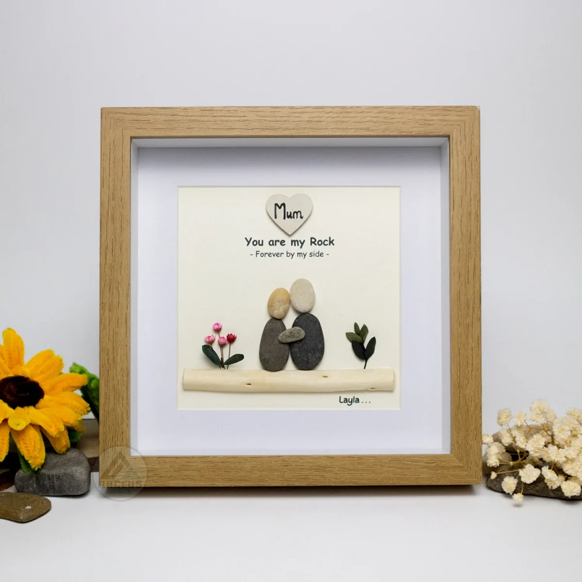 XNJPG AMZ00309-8 Personalized Mother's Day Gift, Mom Pebble Art, Gift For Mother Day, Mom Pebble Art, Pebble Art Gift For Mom From Daughter, Pebble Painting - Image 1
