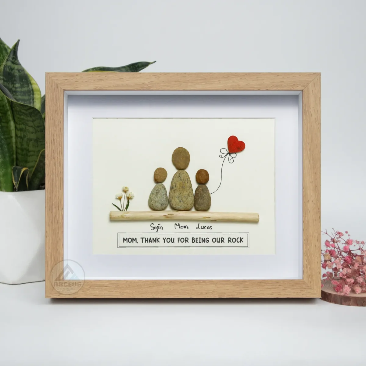 XNJPG AMZ00311-05 Personalized Gift For Mom, Mom Pebble Art, Gift For Mother Day, Mother's Day Gift, Mom Pebble Art, Pebble Art Gift For Mom From Daughter - Image 1