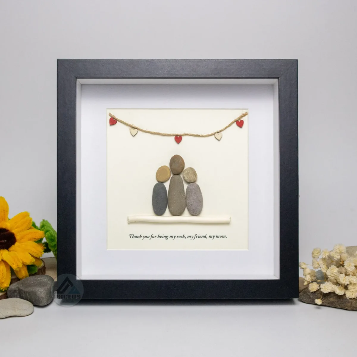 Personalized Mother's Day Gift, Mom Pebble Art, Gift For Mother Day, Mom Pebble Art, Pebble Art Gift For Mom From Daughter, Pebble Painting - Image 2