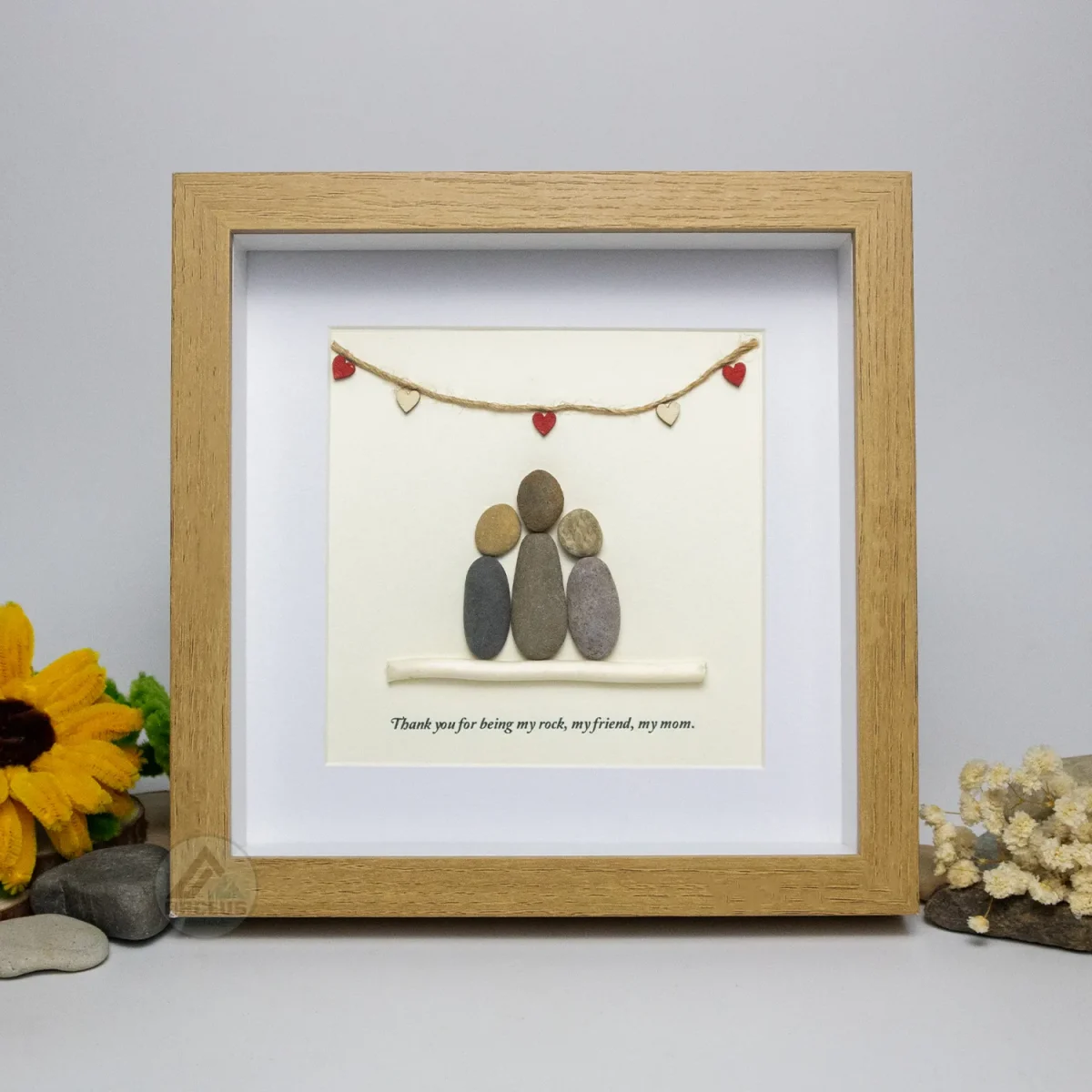 Personalized Mother's Day Gift, Mom Pebble Art, Gift For Mother Day, Mom Pebble Art, Pebble Art Gift For Mom From Daughter, Pebble Painting - Image 1
