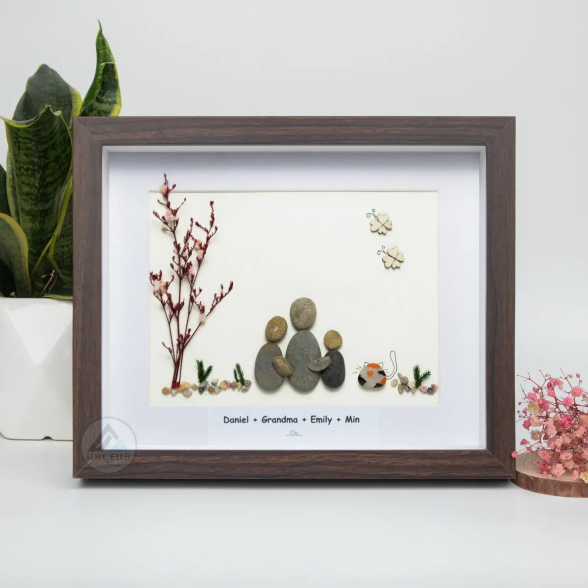 Personalized Family With Pets Pebble Art, Pebble Art Gift, Family With Dog Pebble Art, Family With Cat Pebble Art, Gift for Family - Image 5