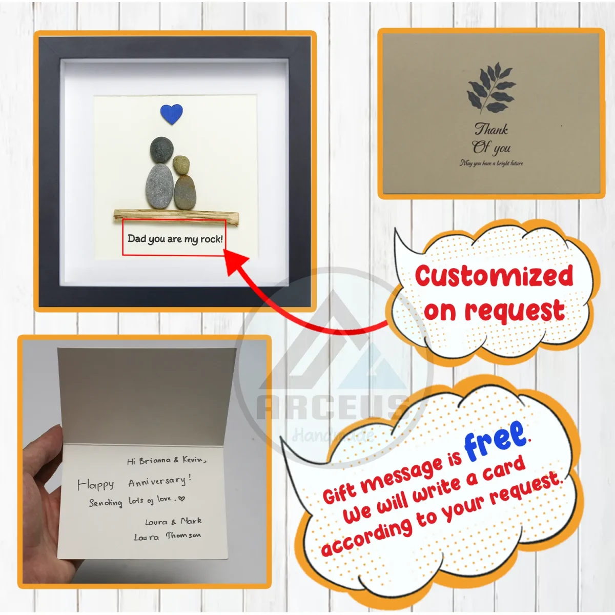 Personalized Father's Day Pebble Art, Unique Birthday Gift for Dad, Dad's Birthday Gift, Pebble Art for Dad, Father's Day Pebble Artwork - Image 3