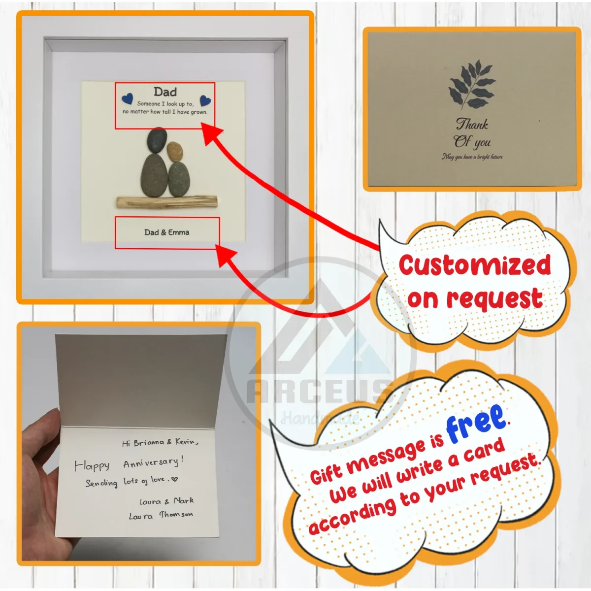 Personalized Father's Day Pebble Art, Unique Birthday Gift for Dad, Dad's Birthday Gift, Pebble Art for Dad, Father's Day Pebble Artwork - Image 3