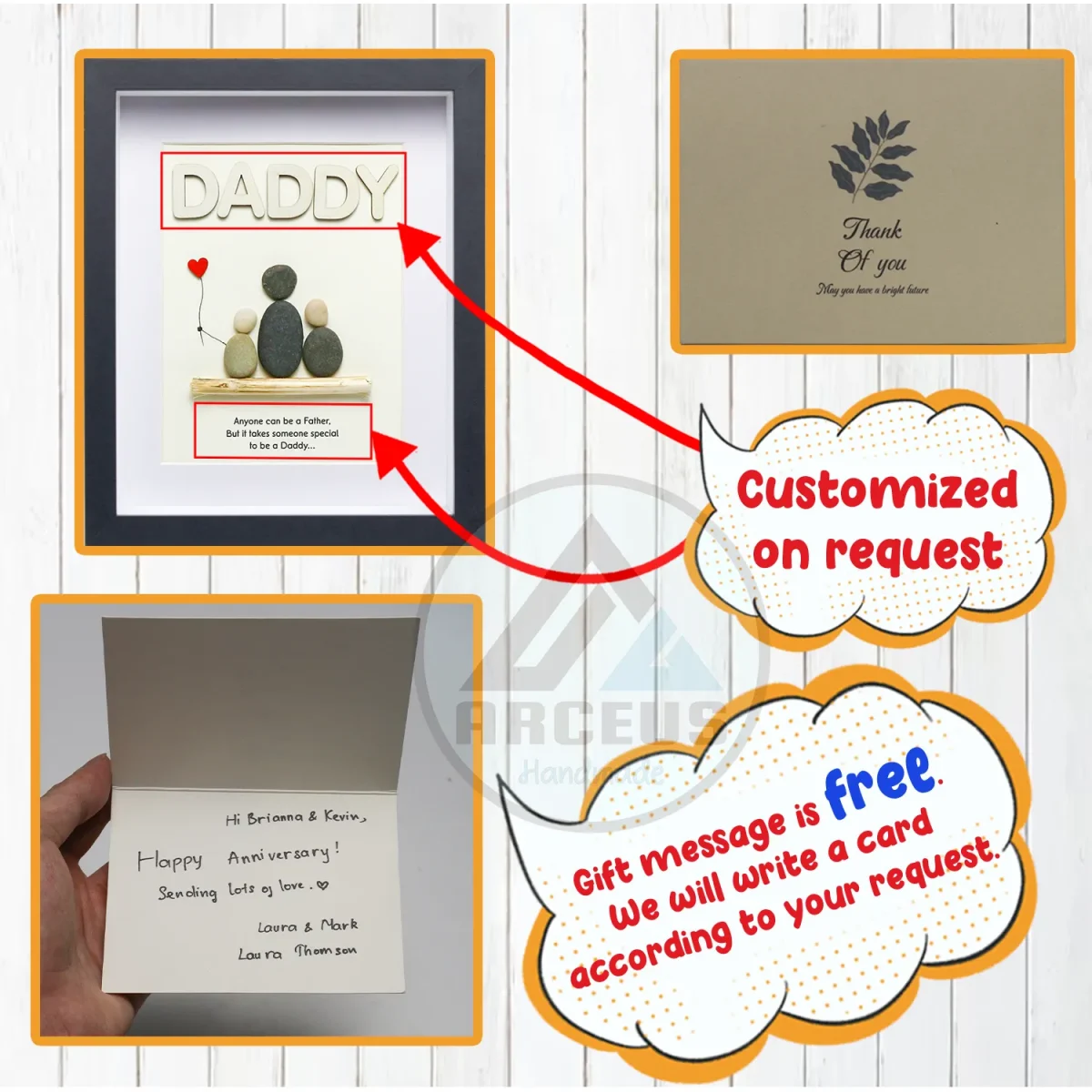 Personalized Father's Day Pebble Art, Unique Birthday Gift for Dad, Dad's Birthday Gift, Pebble Art for Dad, Father's Day Pebble Artwork - Image 3