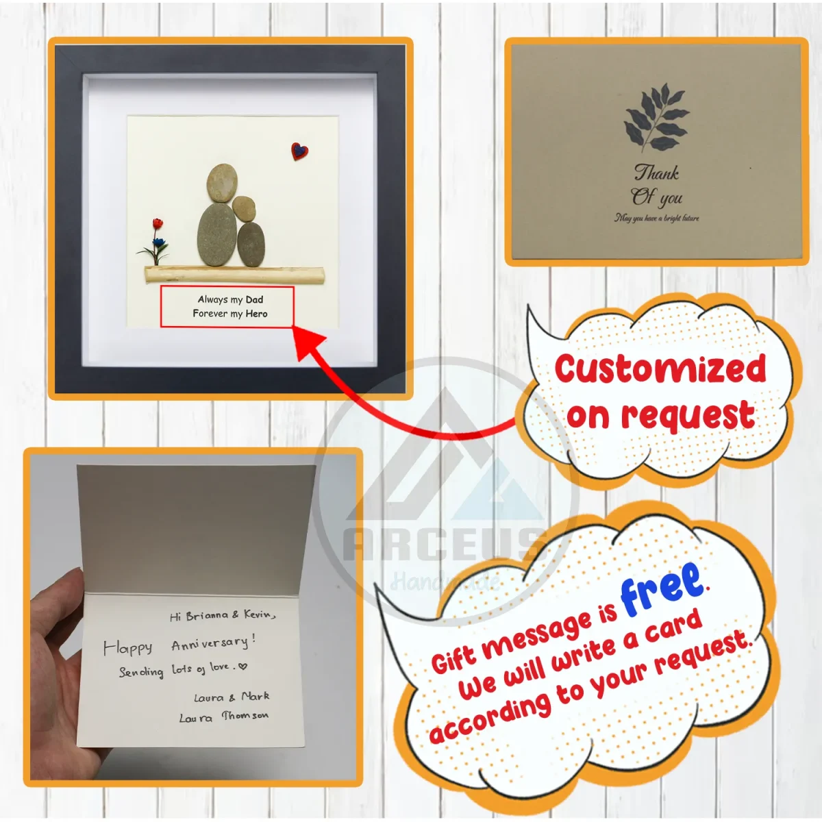 Personalized Father's Day Pebble Art, Unique Birthday Gift for Dad, Dad's Birthday Gift, Pebble Art for Dad, Father's Day Pebble Artwork - Image 3