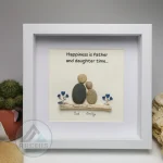 Personalized Dad And Daughter Pebble Art, Unique Birthday Gift for Dad, Dad's Birthday Gift, Pebble Art for Dad, Father's Day Pebble Artwork - Image 5