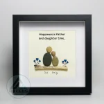 Personalized Dad And Daughter Pebble Art, Unique Birthday Gift for Dad, Dad's Birthday Gift, Pebble Art for Dad, Father's Day Pebble Artwork - Image 4