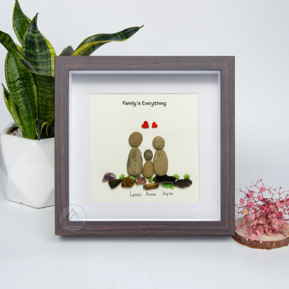 Personalized Family Pebble Art, Family Portrait with Pet Pebble Art, Stone art, Family wall art, Pebble Art Gifts, Heartwarming Gift Idea - Image 7