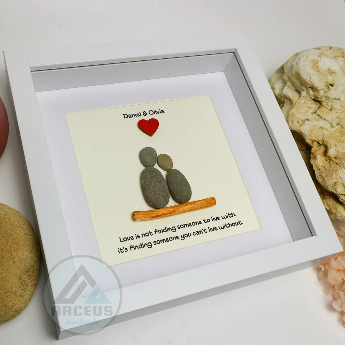 Personalized Couple Pebble Art, Wedding Gift for Couple, Anniversary Gift For Girlfriend / Wife / Husband, Pebble Painting, Pebble Art Gift - Image 5
