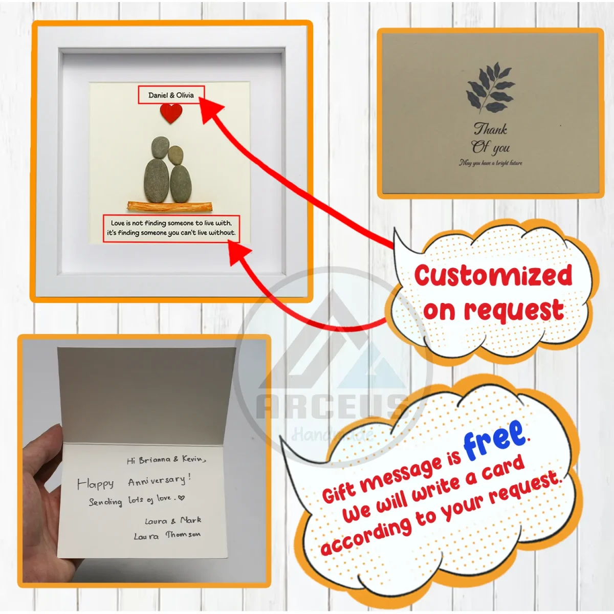 Personalized Couple Pebble Art, Wedding Gift for Couple, Anniversary Gift For Girlfriend / Wife / Husband, Pebble Painting, Pebble Art Gift - Image 3