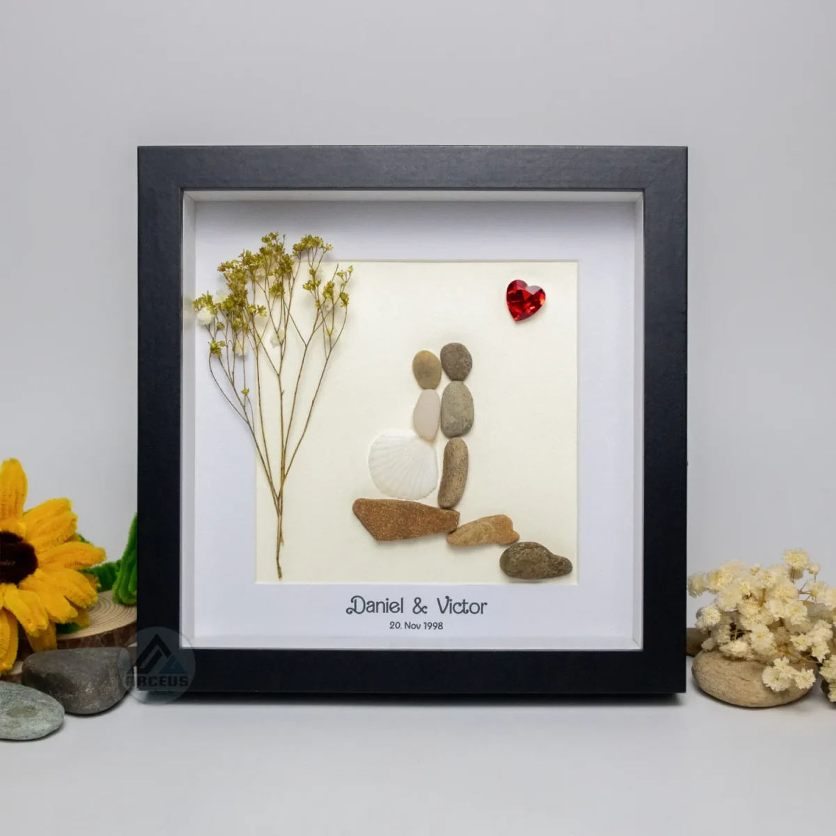 Personalized Couple Pebble Art, Wedding Gift for Couple, Anniversary Gift For Girlfriend / Wife / Husband, Pebble Painting, Pebble Art Gift - Image 7