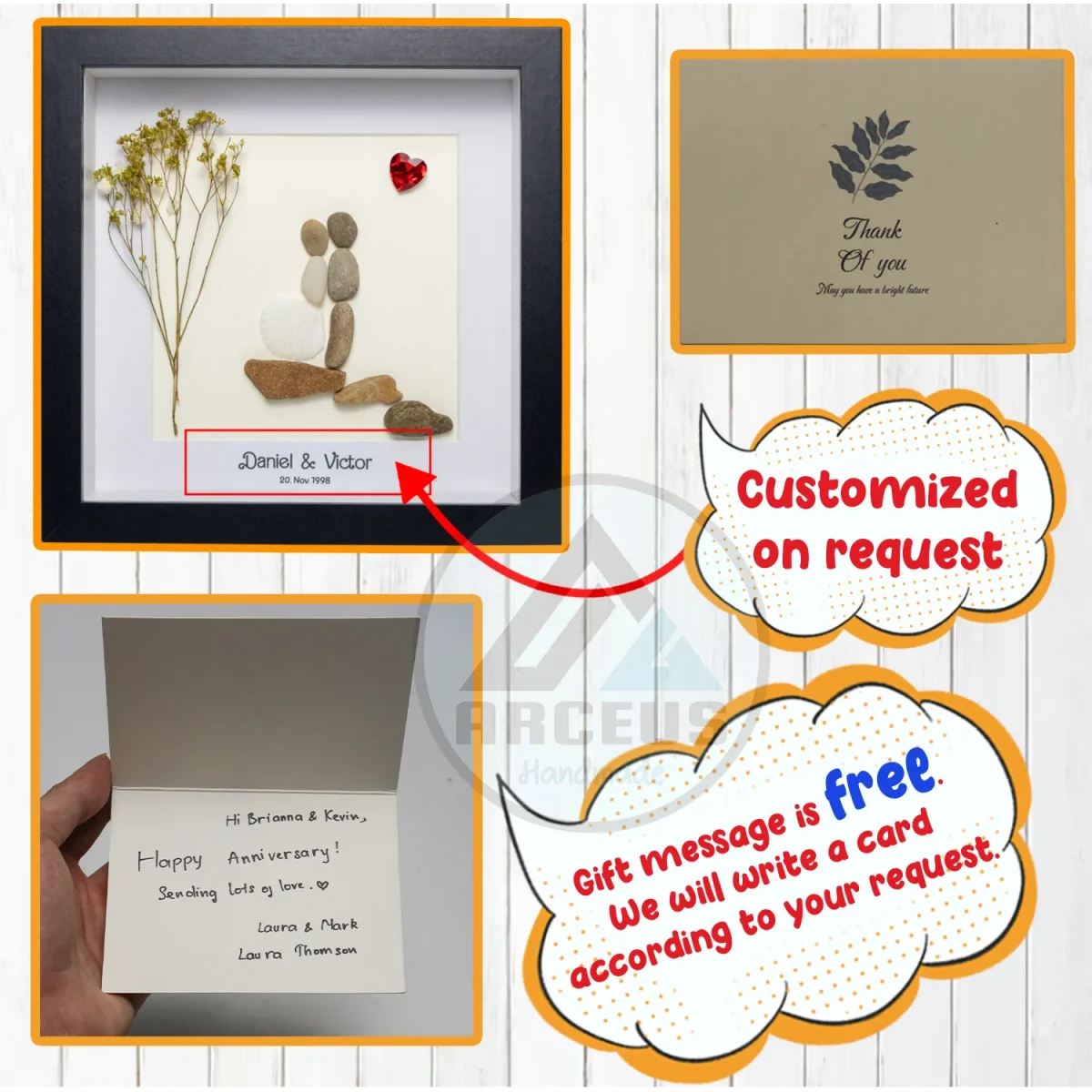 Personalized Couple Pebble Art, Wedding Gift for Couple, Anniversary Gift For Girlfriend / Wife / Husband, Pebble Painting, Pebble Art Gift - Image 3