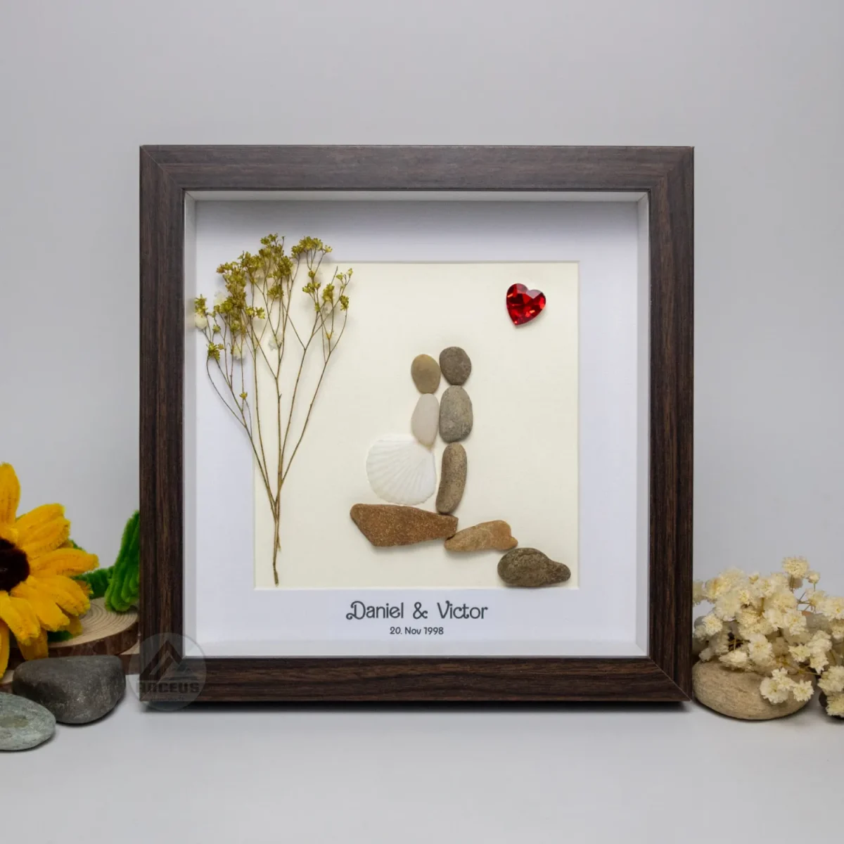 Personalized Couple Pebble Art, Wedding Gift for Couple, Anniversary Gift For Girlfriend / Wife / Husband, Pebble Painting, Pebble Art Gift - Image 5