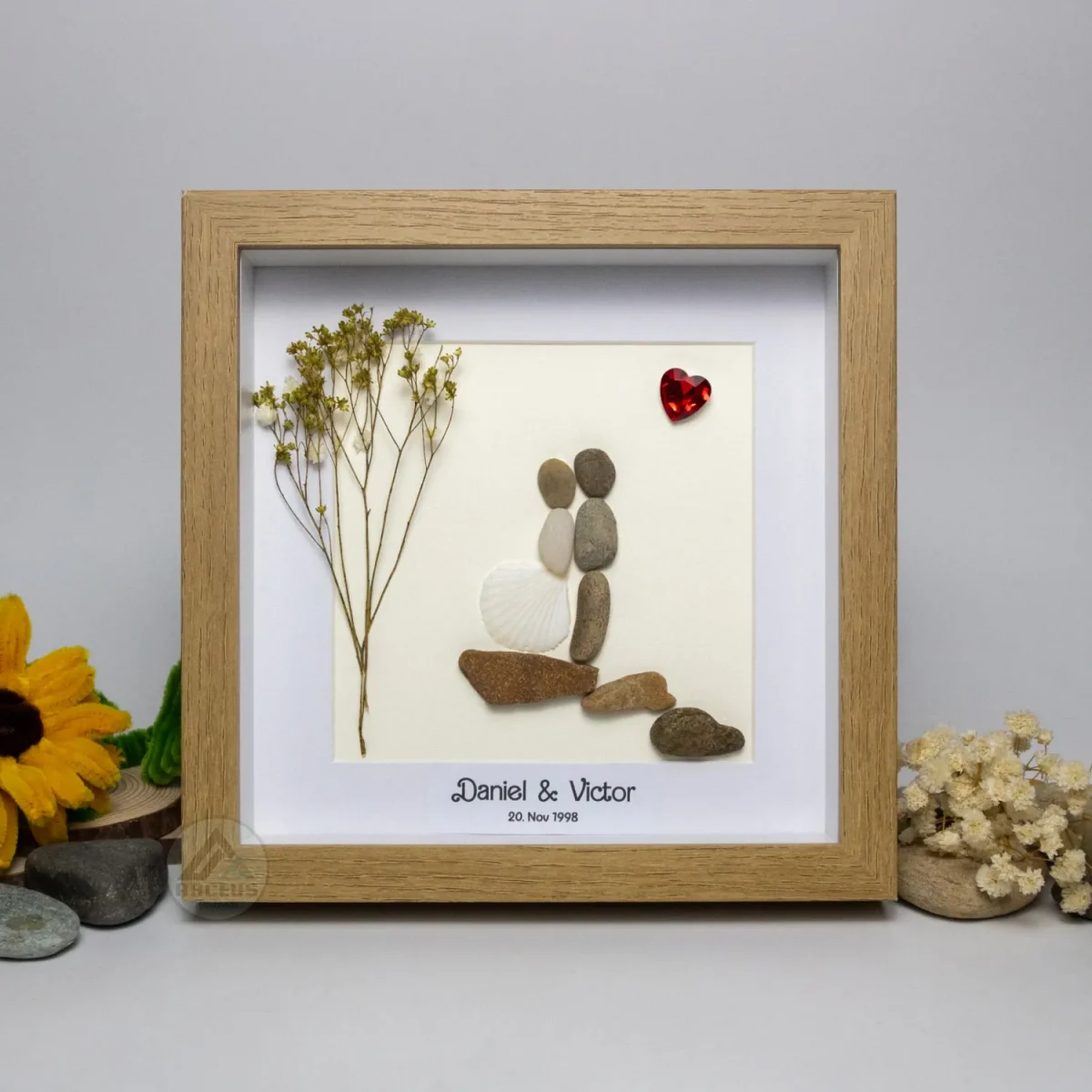 Personalized Couple Pebble Art, Wedding Gift for Couple, Anniversary Gift For Girlfriend / Wife / Husband, Pebble Painting, Pebble Art Gift - Image 6