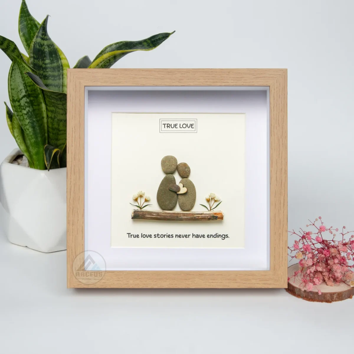 XNJPG AMZ00329-01 Personalized Couple Pebble Art, Wedding Gift for Couple, Anniversary Gift For Girlfriend / Wife / Husband, Pebble Painting, Pebble Art Gift - Image 1