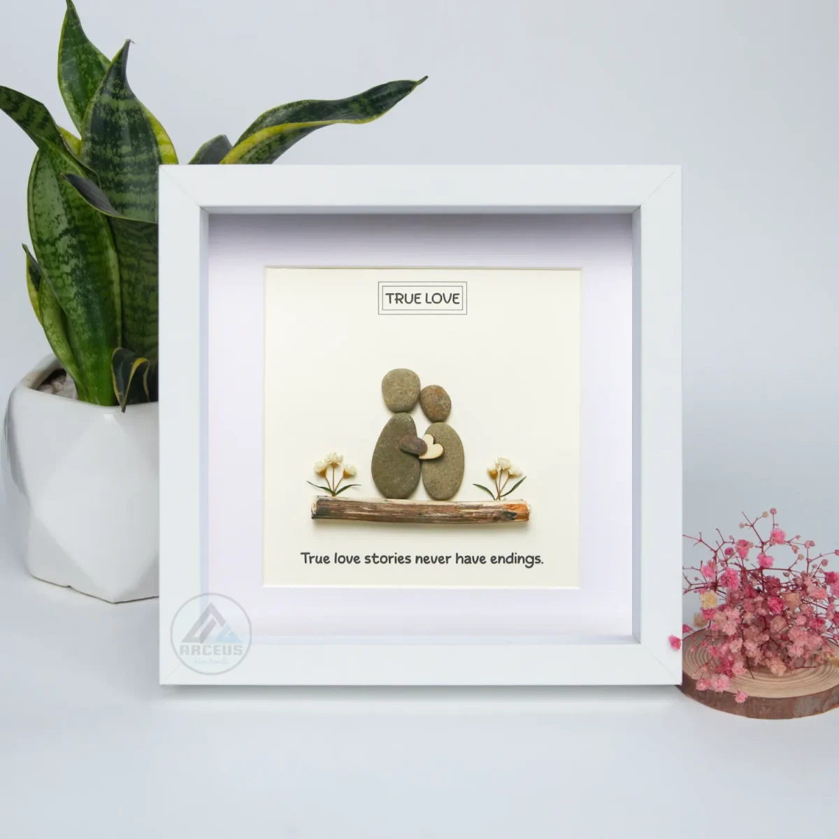 Personalized Couple Pebble Art, Wedding Gift for Couple, Anniversary Gift For Girlfriend / Wife / Husband, Pebble Painting, Pebble Art Gift - Image 2
