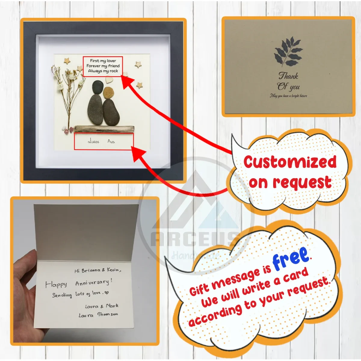 Personalized Couple Pebble Art, Wedding Gift for Couple, Anniversary Gift For Girlfriend / Wife / Husband, Pebble Painting, Pebble Art Gift - Image 3