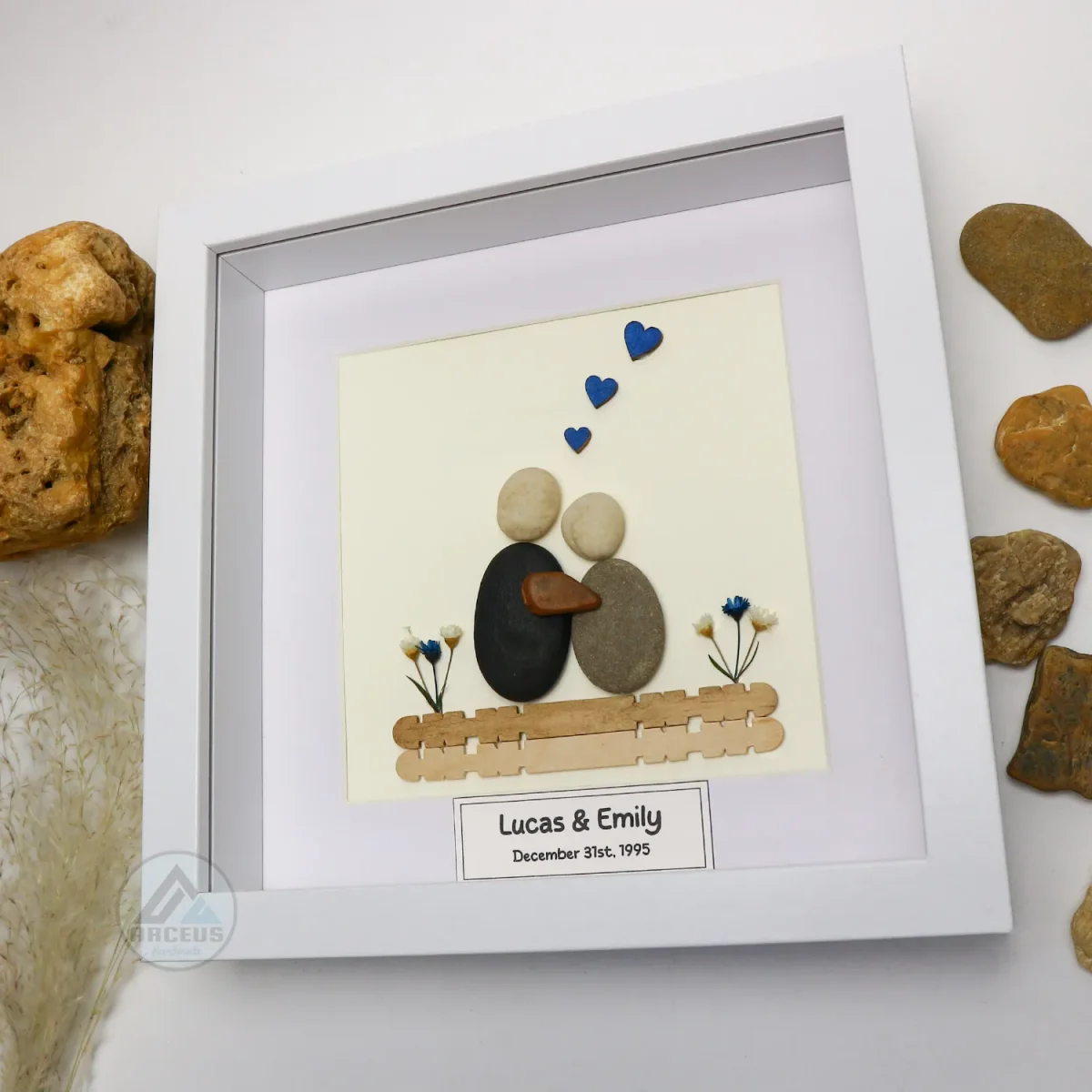 Personalized Couple Pebble Art, Wedding Gift for Couple, Anniversary Gift For Girlfriend / Wife / Husband, Pebble Painting, Pebble Art Gift - Image 5