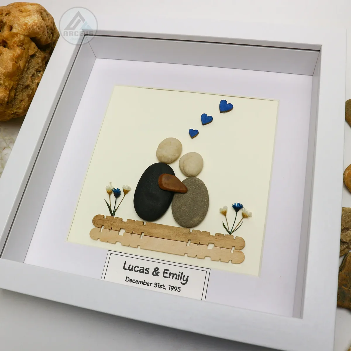 Personalized Couple Pebble Art, Wedding Gift for Couple, Anniversary Gift For Girlfriend / Wife / Husband, Pebble Painting, Pebble Art Gift - Image 6