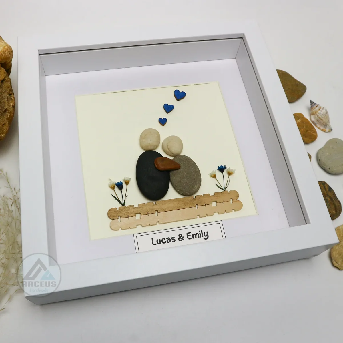 Personalized Couple Pebble Art, Wedding Gift for Couple, Anniversary Gift For Girlfriend / Wife / Husband, Pebble Painting, Pebble Art Gift - Image 7