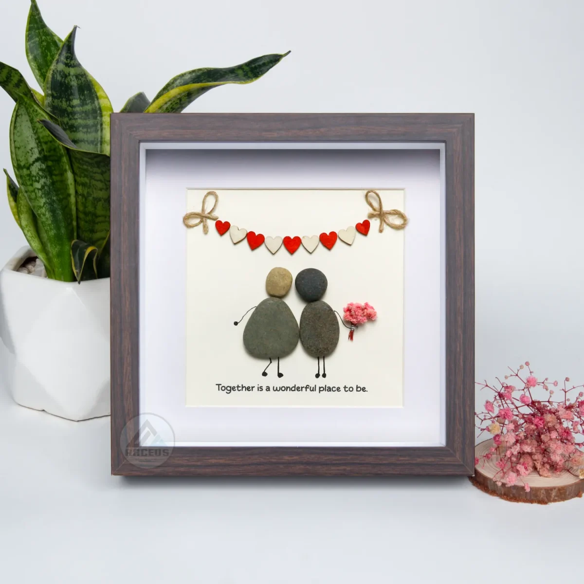 Personalized Couple Pebble Art, Wedding Gift for Couple, Anniversary Gift For Girlfriend / Wife / Husband, Pebble Painting, Pebble Art Gift - Image 5