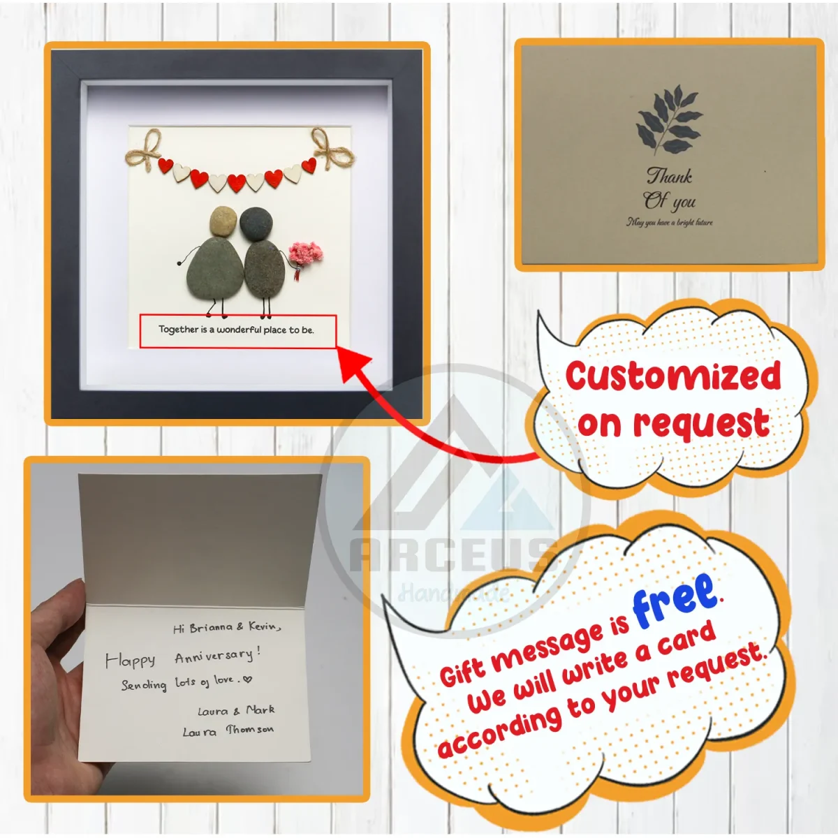 Personalized Couple Pebble Art, Wedding Gift for Couple, Anniversary Gift For Girlfriend / Wife / Husband, Pebble Painting, Pebble Art Gift - Image 3