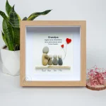 Personalized Grandpa Pebble Art, Pebble Art Birthday Gift For Grandpa, Christmas Gift For Grandpa, Grandpa & Grandchildren Pebble Frame, Pebble Art Gift