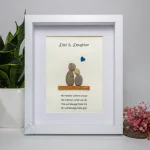 Personalized Dad And Daughter Pebble Art, Unique Birthday Gift for Dad, Dad's Birthday Gift, Pebble Art for Dad, Father's Day Pebble Artwork - Image 2