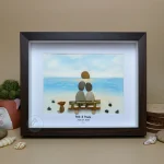 Personalized Couple and Dog On The Beach Pebble Art, Gift for Wedding Anniversary, Gift for Couple, Love Pebble Art Gift, Pebble Painting - Image 5
