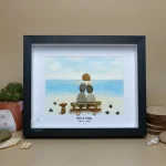 Personalized Couple and Dog On The Beach Pebble Art, Gift for Wedding Anniversary, Gift for Couple, Love Pebble Art Gift, Pebble Painting - Image 6
