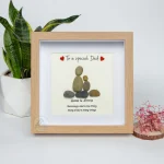 Personalized Dad Gift, Fathers Day Gift, Daddy Pebble Art, Pebble Frame Gift, Gifts for Dad, Family Pebble Frame, Daddy Gifts from kids