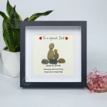 Personalized Dad Gift, Fathers Day Gift, Daddy Pebble Art, Pebble Frame Gift, Gifts for Dad, Family Pebble Frame, Daddy Gifts from kids - Image 6