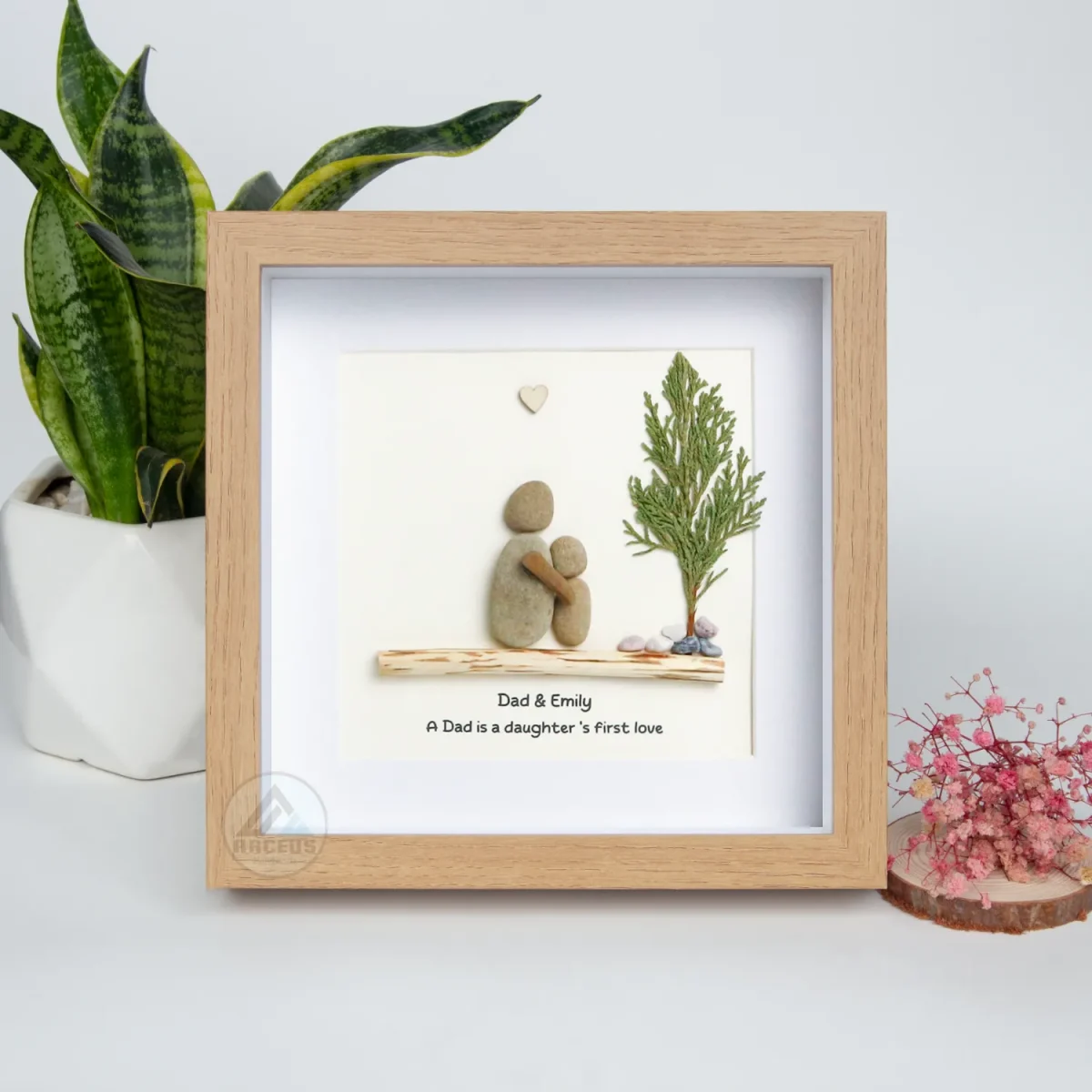 XNJPG AMZ00340-01 Personalized Father's Day Pebble Art, Unique Birthday Gift for Dad, Dad's Birthday Gift, Pebble Art for Dad, Father's Day Pebble Artwork - Image 1