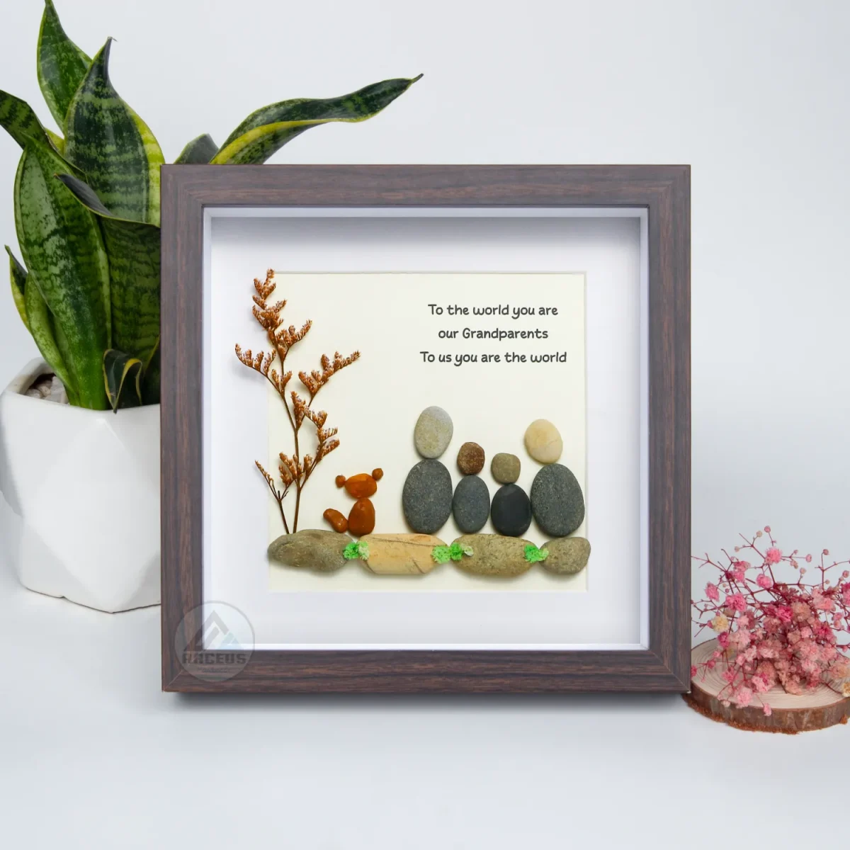 Grandparents Pebble Art, Pebble Art Birthday Gift For Nana, Gift For Grandma, Grandma & Grandchildren Pebble Frame, Pebble Art Gift - Image 6