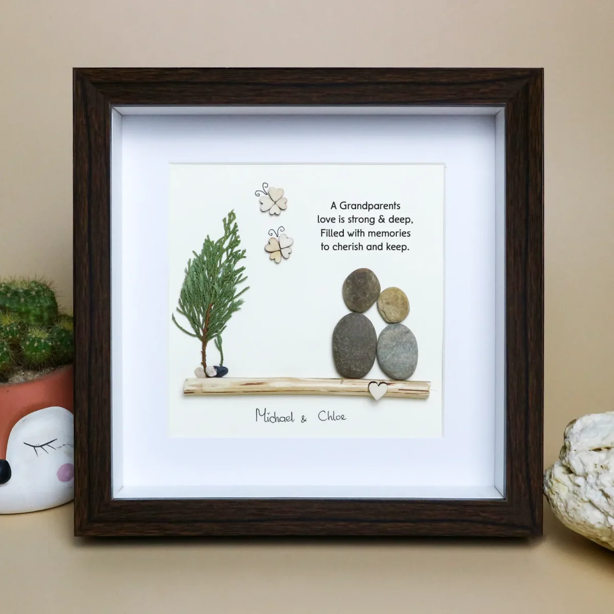 Personalized Name Grandparents Gift, Grandparents Day Gift, Grandparents Pebble Art, Gifts for Grandparents, Grandparents Gifts from kids - Image 4