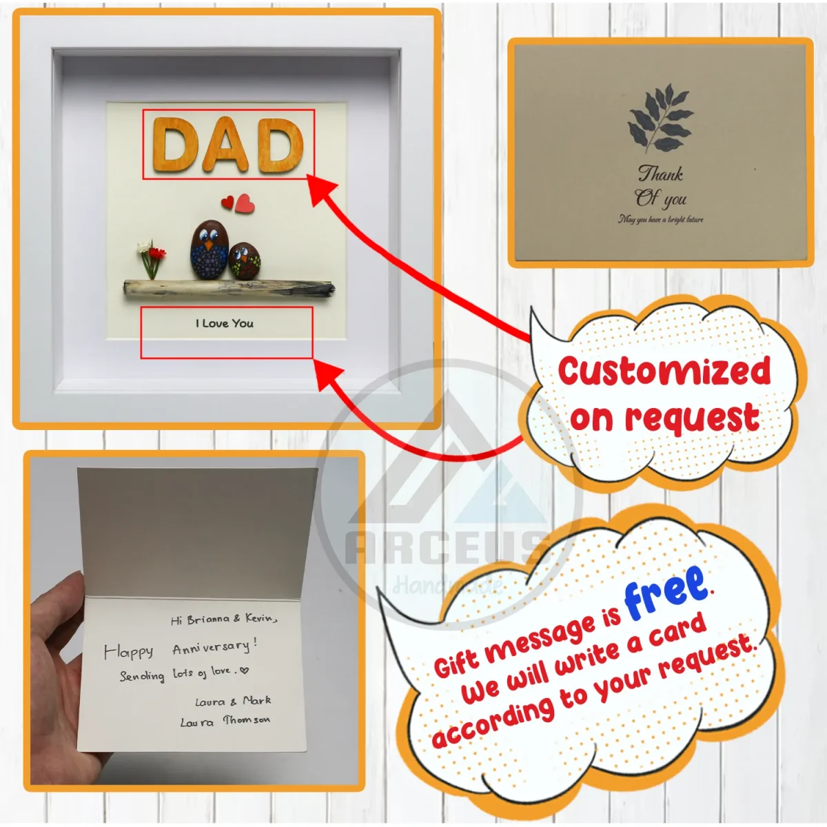 Personalized Father's Day Pebble Art, Unique Birthday Gift for Dad, Dad's Birthday Gift, Pebble Art for Dad, Father's Day Pebble Artwork - Image 3