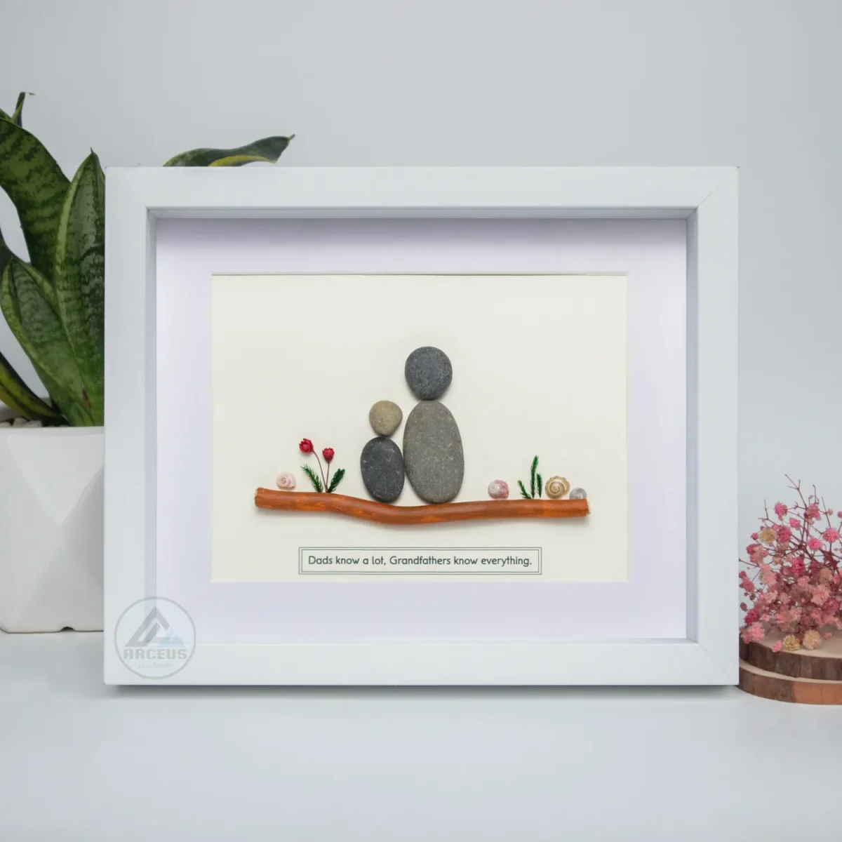Grandpa Pebble Art, Fathers Day Gift, Pebble Frame Gift, Personalised Dad gift, Gifts from Grandchildren, Gift for Dad, Family Pebble Frame - Image 5