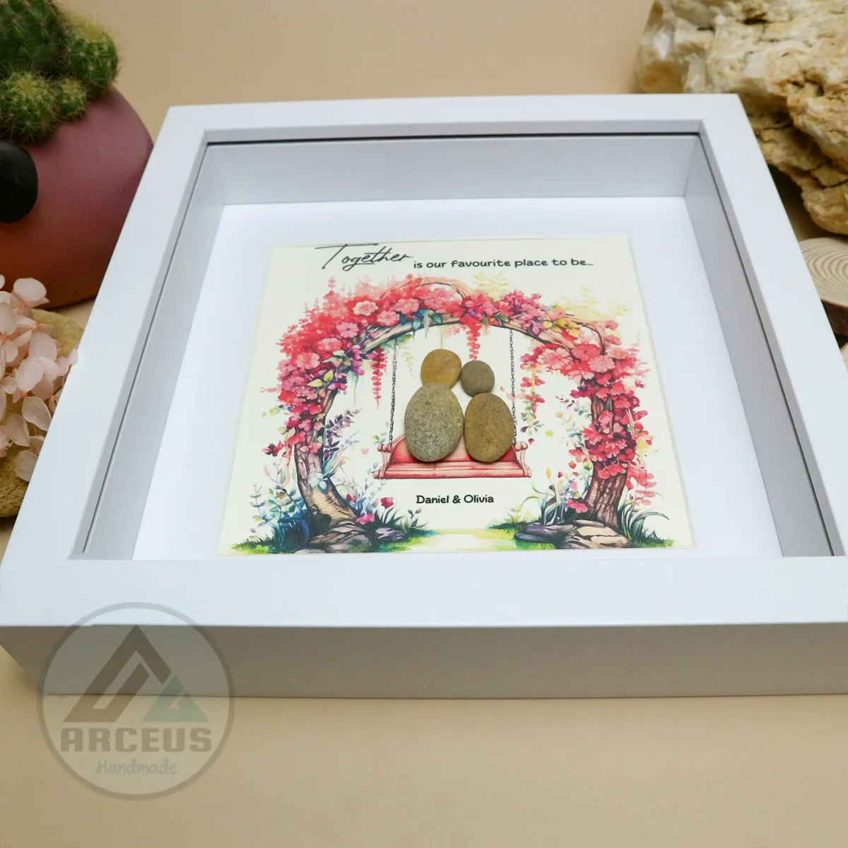 Personalized Couple Pebble Art, Wedding Gift for Couple, Anniversary Gift For Girlfriend / Wife / Husband, Pebble Painting, Pebble Art Gift - Image 6