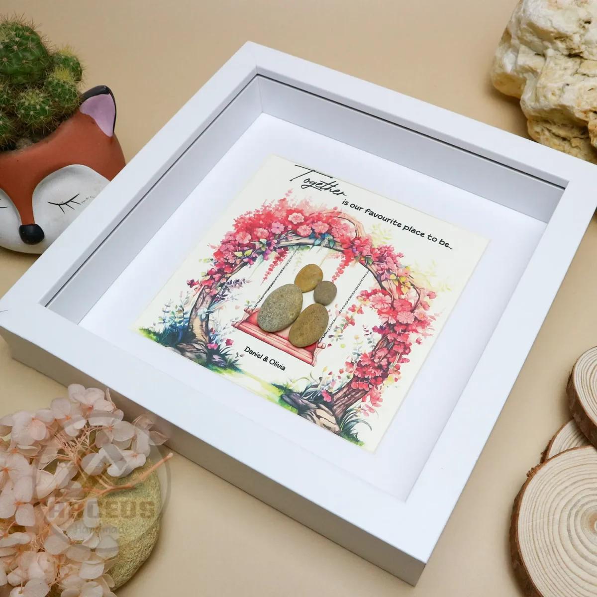 Personalized Couple Pebble Art, Wedding Gift for Couple, Anniversary Gift For Girlfriend / Wife / Husband, Pebble Painting, Pebble Art Gift - Image 7