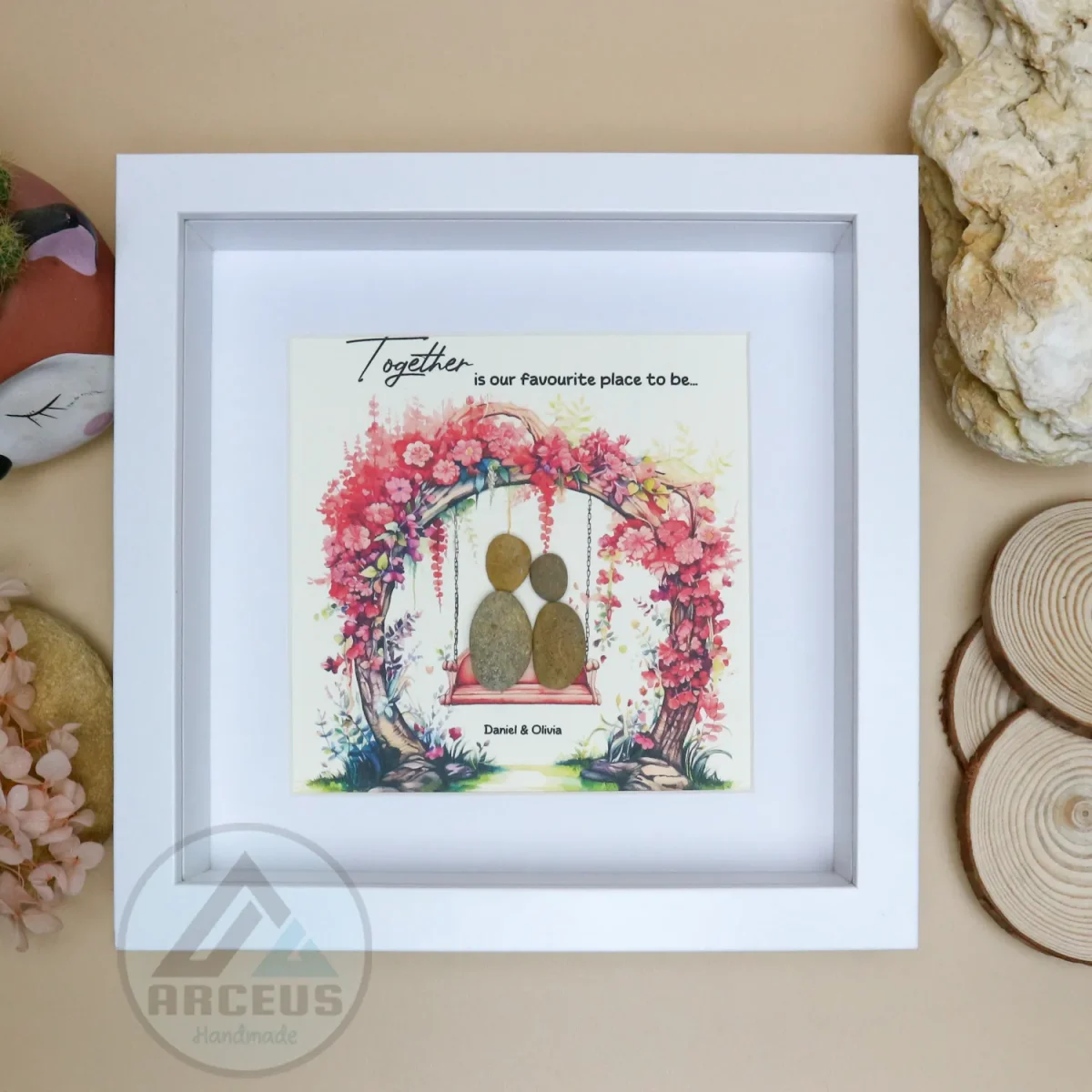 Personalized Couple Pebble Art, Wedding Gift for Couple, Anniversary Gift For Girlfriend / Wife / Husband, Pebble Painting, Pebble Art Gift - Image 5