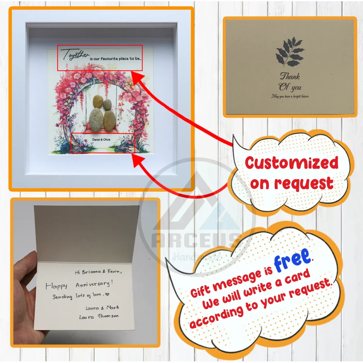 Personalized Couple Pebble Art, Wedding Gift for Couple, Anniversary Gift For Girlfriend / Wife / Husband, Pebble Painting, Pebble Art Gift - Image 3