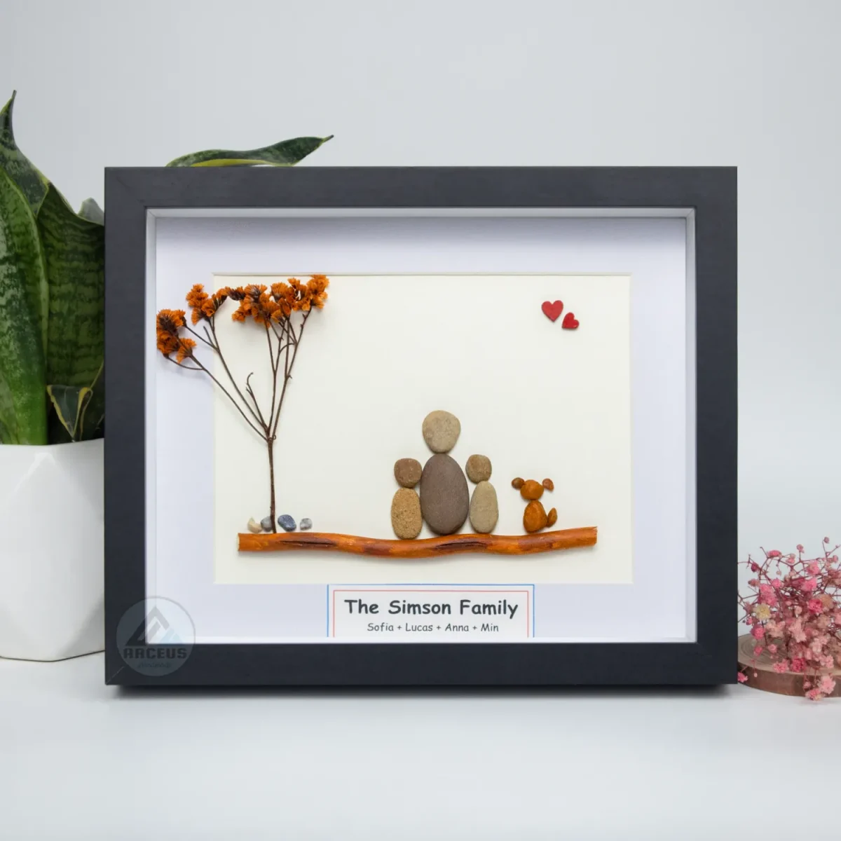 Personalized Family Pebble Art, Housewarming Gift Pebble Painting, Custom Pebble Art Family, Gift For Family, New Home Pebble Art Gift - Image 7