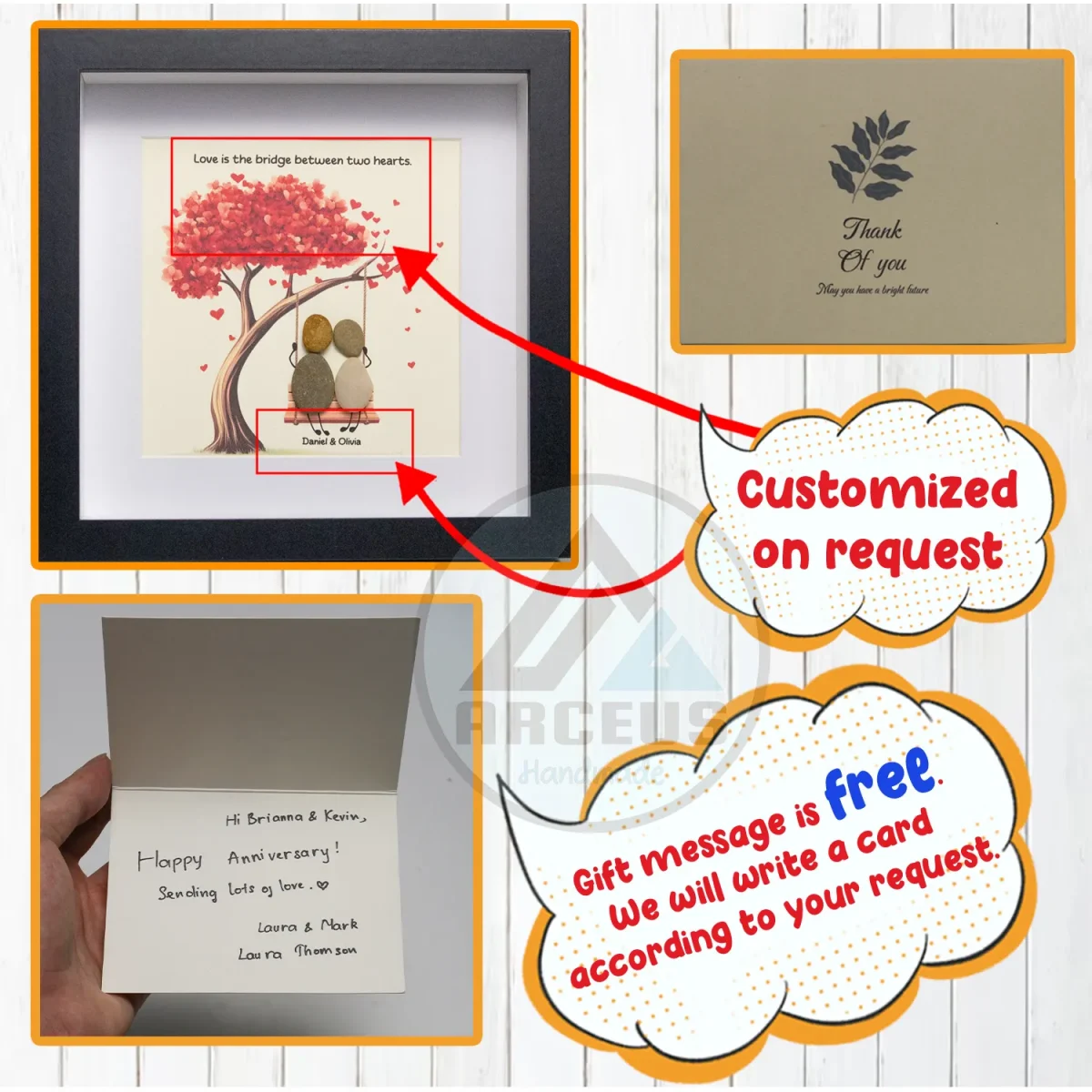 Personalized Couple Pebble Art, Wedding Gift for Couple, Anniversary Gift For Girlfriend / Wife / Husband, Pebble Painting, Pebble Art Gift - Image 3