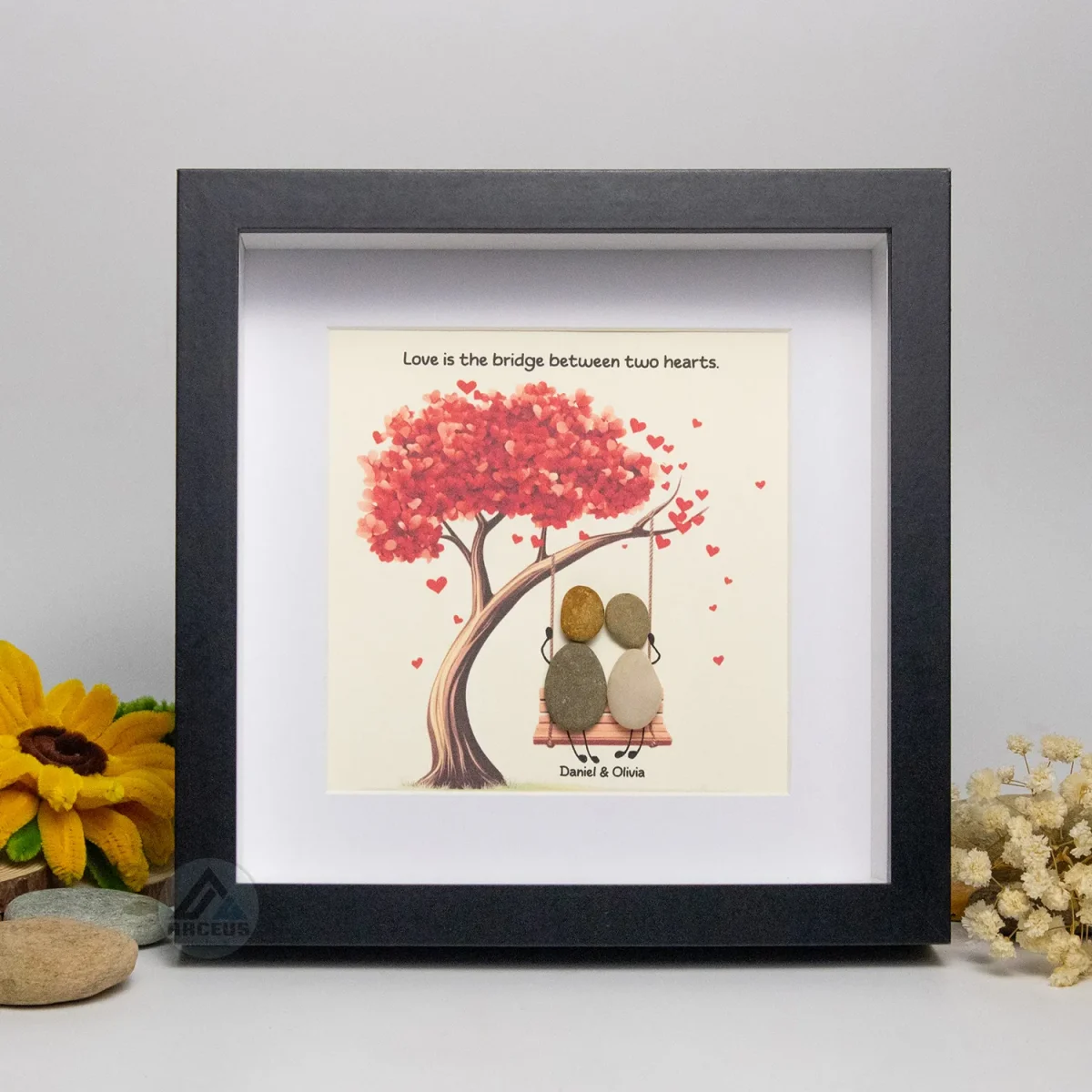 Personalized Couple Pebble Art, Wedding Gift for Couple, Anniversary Gift For Girlfriend / Wife / Husband, Pebble Painting, Pebble Art Gift - Image 2