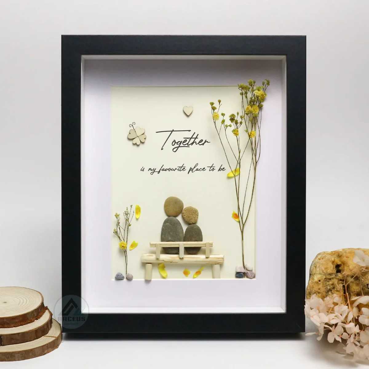 Personalized Couple Pebble Art, Wedding Gift for Couple, Anniversary Gift For Girlfriend / Wife / Husband, Pebble Painting, Pebble Art Gift - Image 2