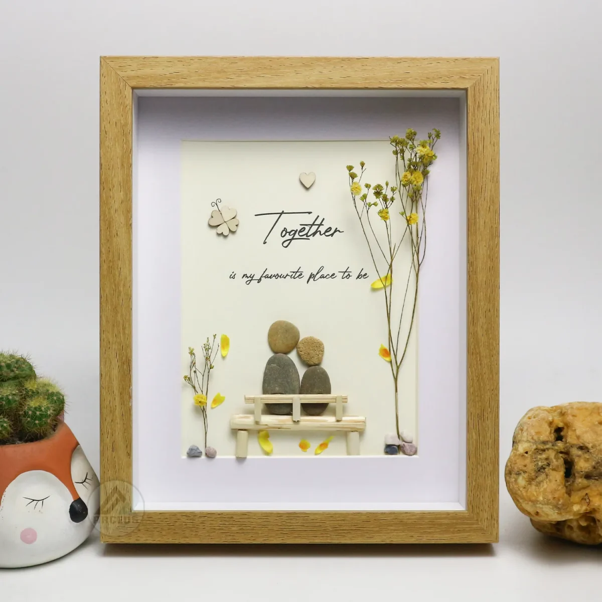 Personalized Couple Pebble Art, Wedding Gift for Couple, Anniversary Gift For Girlfriend / Wife / Husband, Pebble Painting, Pebble Art Gift - Image 1