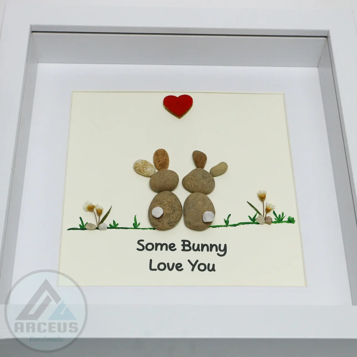 Bunny Pebble Art, Bunny Lovers Gift, Rabbit Pebble Art, Pebble Picture, Anniversary Gift, Rabbit Pebble Art, Rabbit Framed Gift, Unique Gift, Handcrafted Item, - Image 6